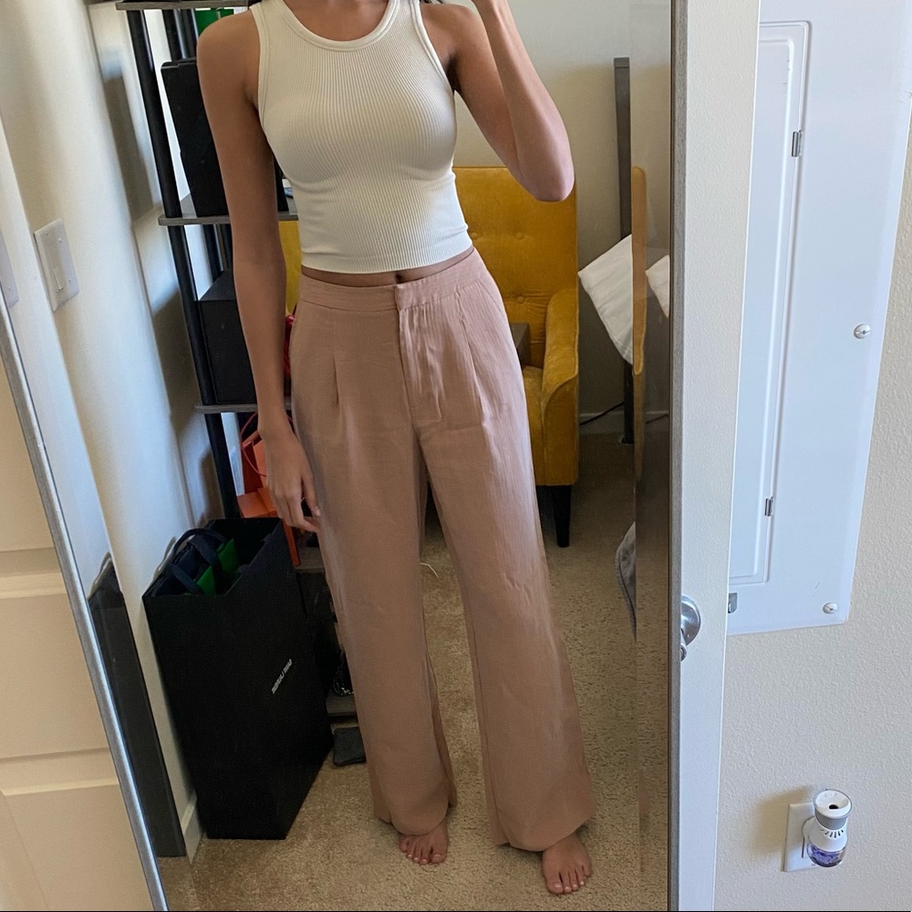Something Navy Wide leg Linen Trousers